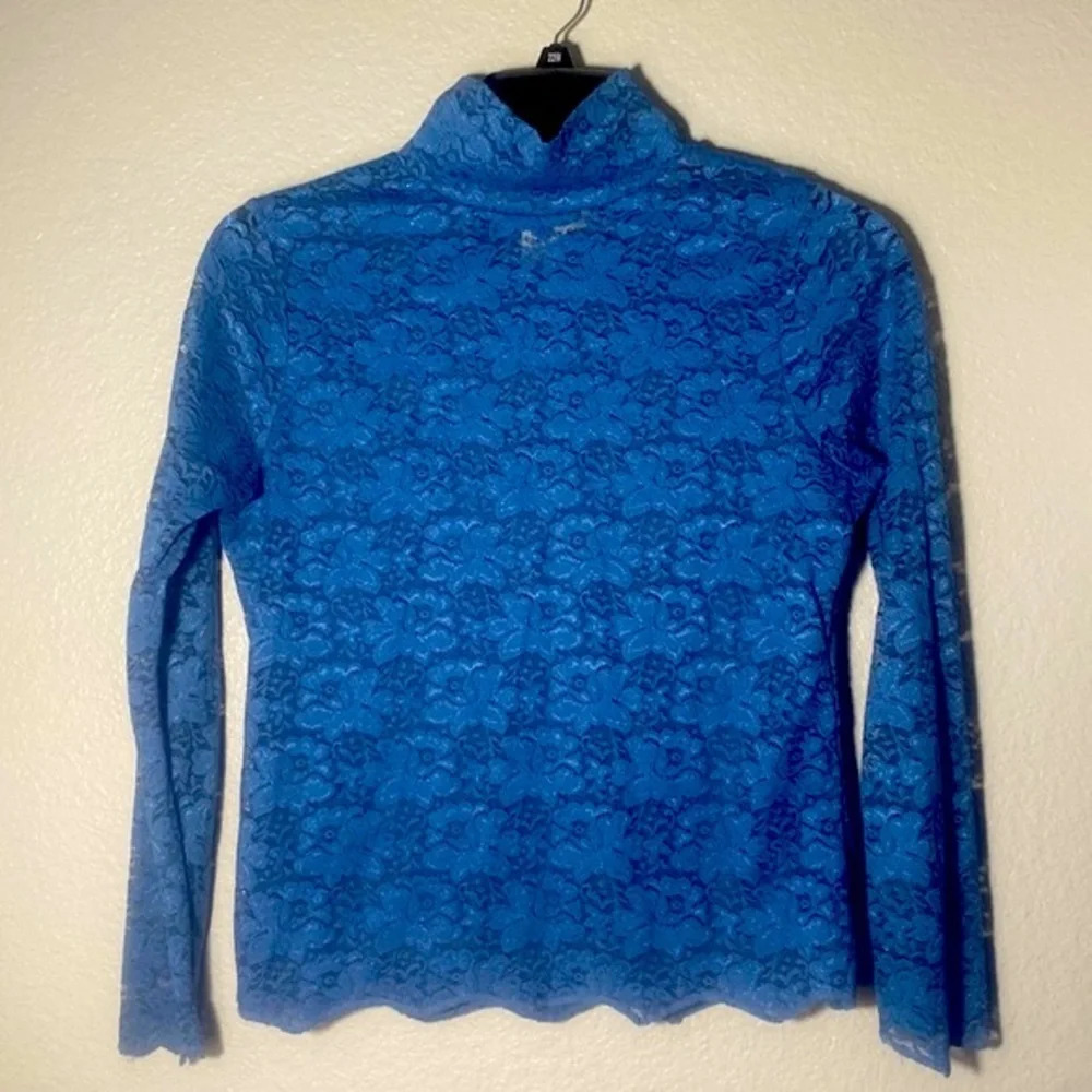 Sharon Young Floral Lace Cover Turtle Neck Top Size Small